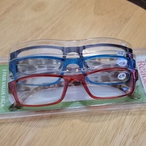 +2.00 Reading Glasses 3-Pack - Red, Blue, Purple